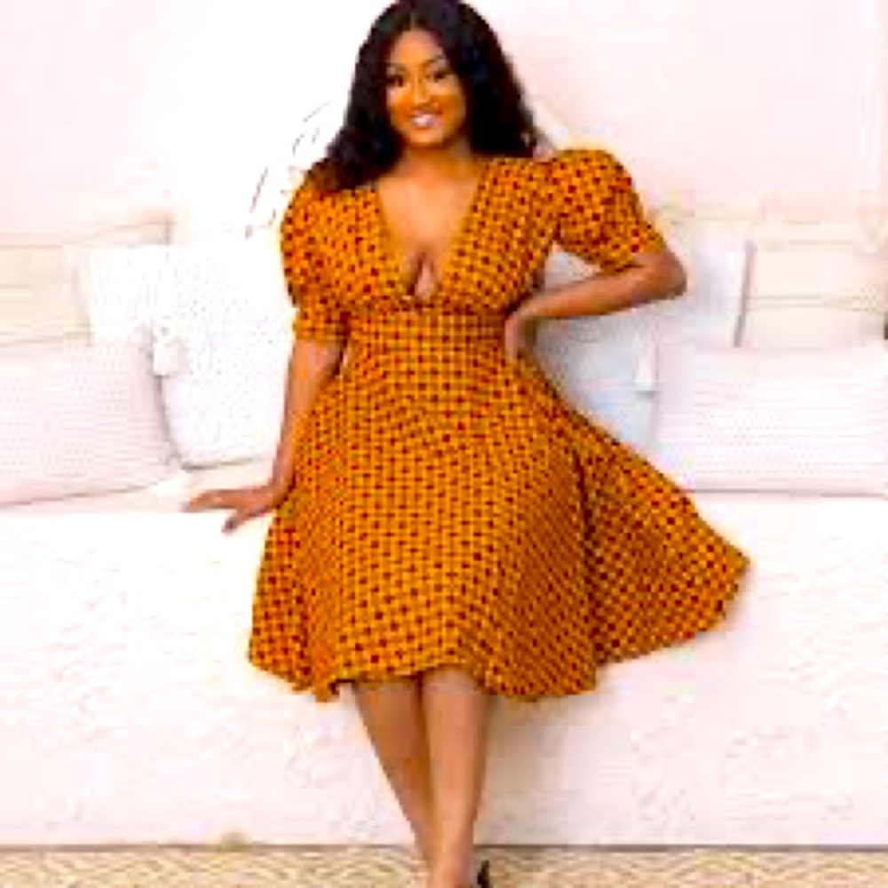 Daveenah african print short Ankara dress size 12